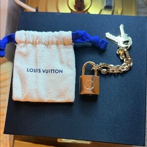 Louis Vuitton Gold Padlock with Chain and Keys